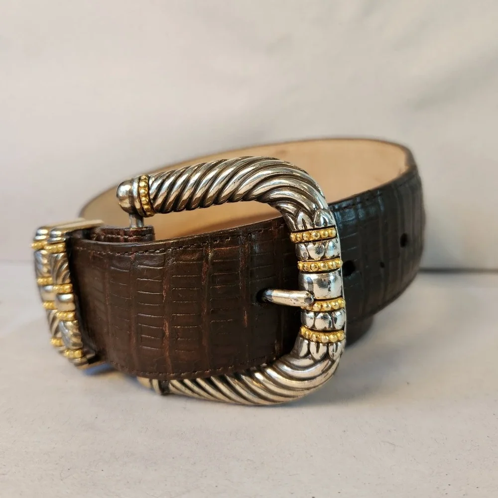 VTG Brighton M23709 Brown Croc Leather Belt 30